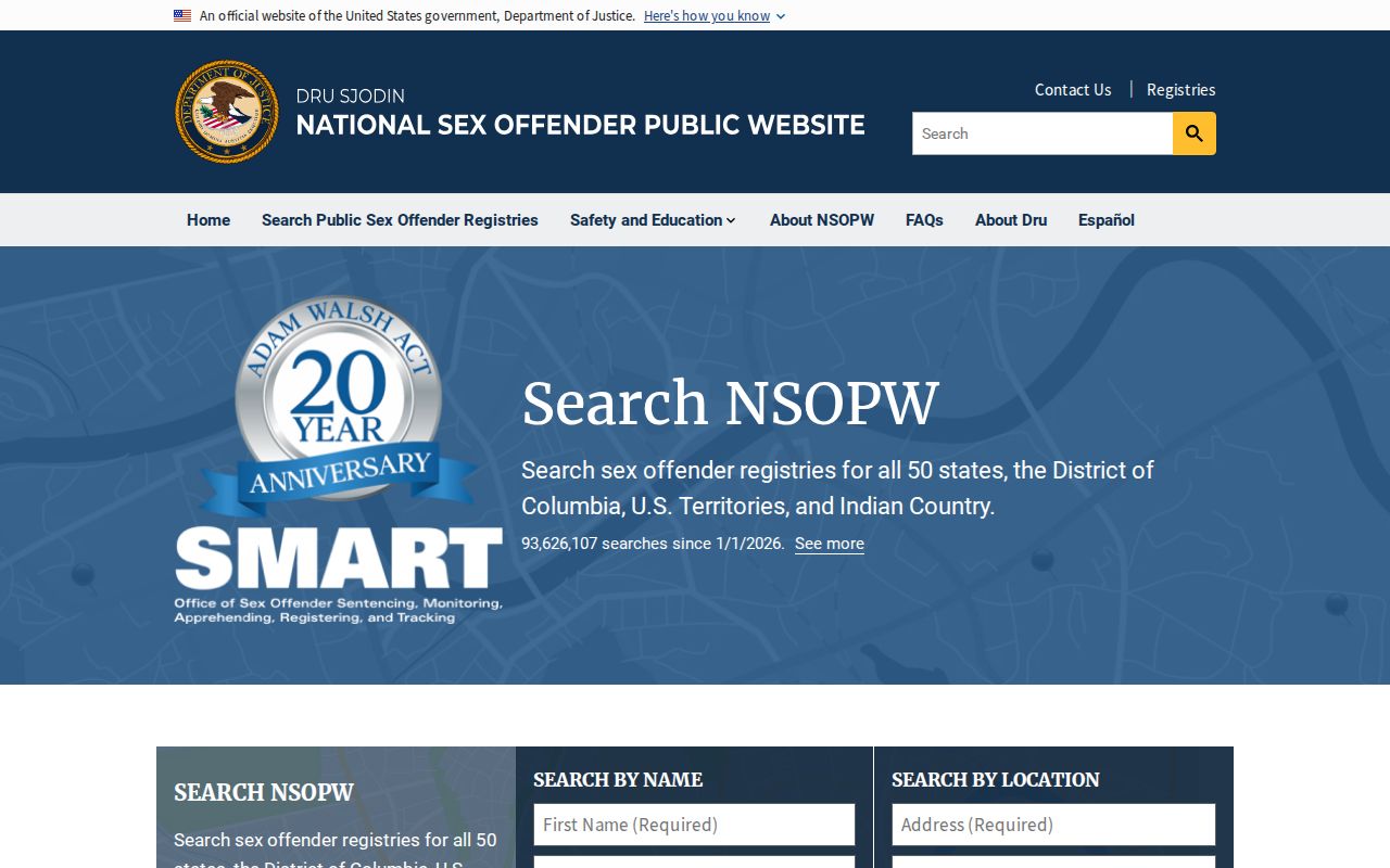 NSOPW national search alongside Georgetown County sex offender records